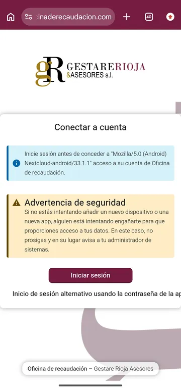 Configurar oficinaderecaudacion.com en el móvil