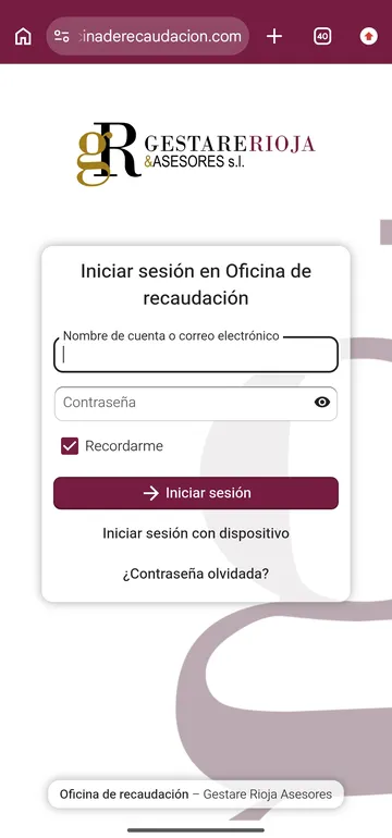 Configurar oficinaderecaudacion.com en el móvil